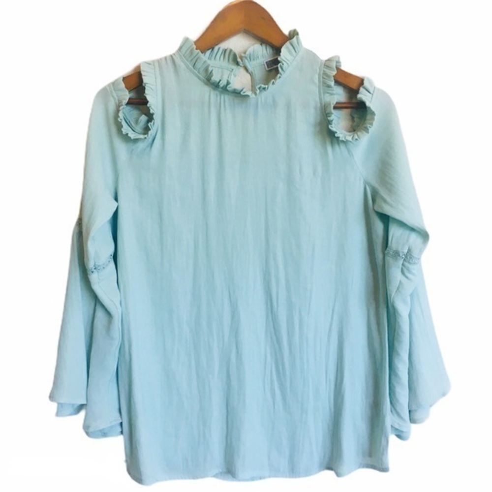 Chelsea28 Mint Ruffle Cold Shoulder Top
